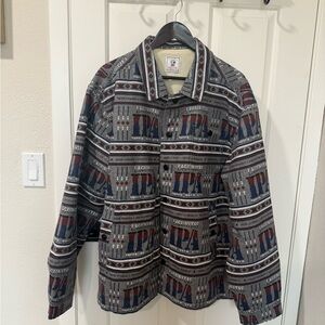 Men's Lagunitas Brewing Company Patterned Shirt Jacket 2XL - Gray and Blue